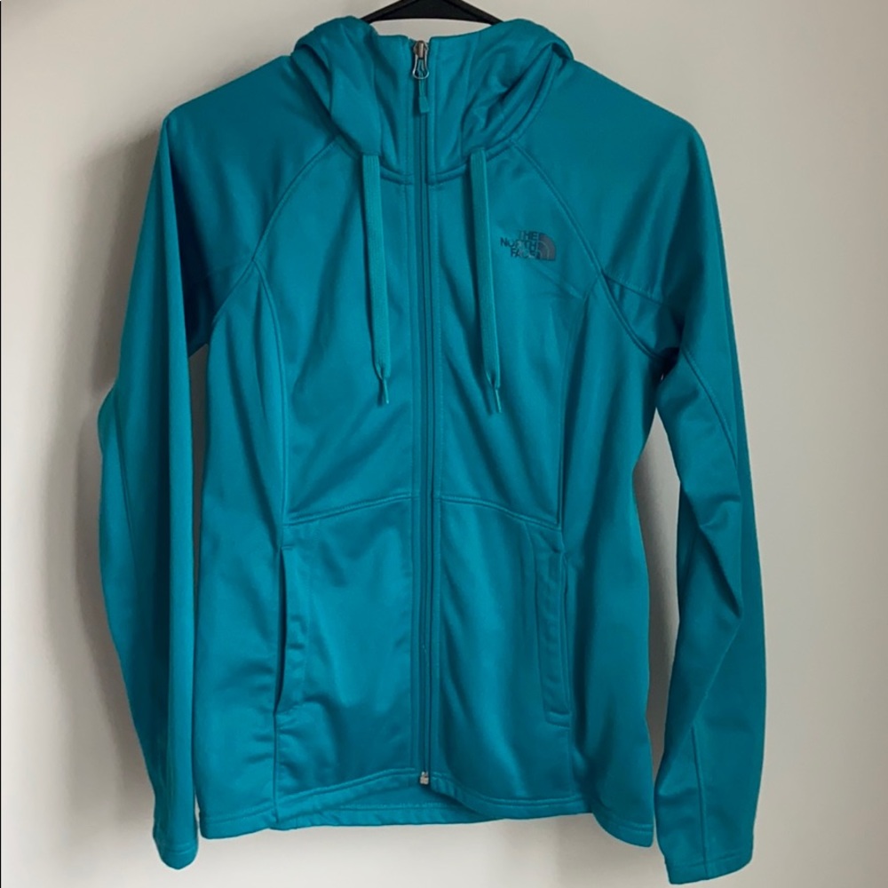 Teal blue North Face fleece zip up hoodie